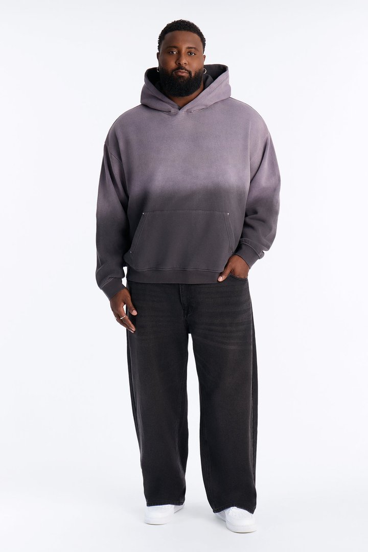 Kane Vintage Studded Oversized Hoodie - Washed Black