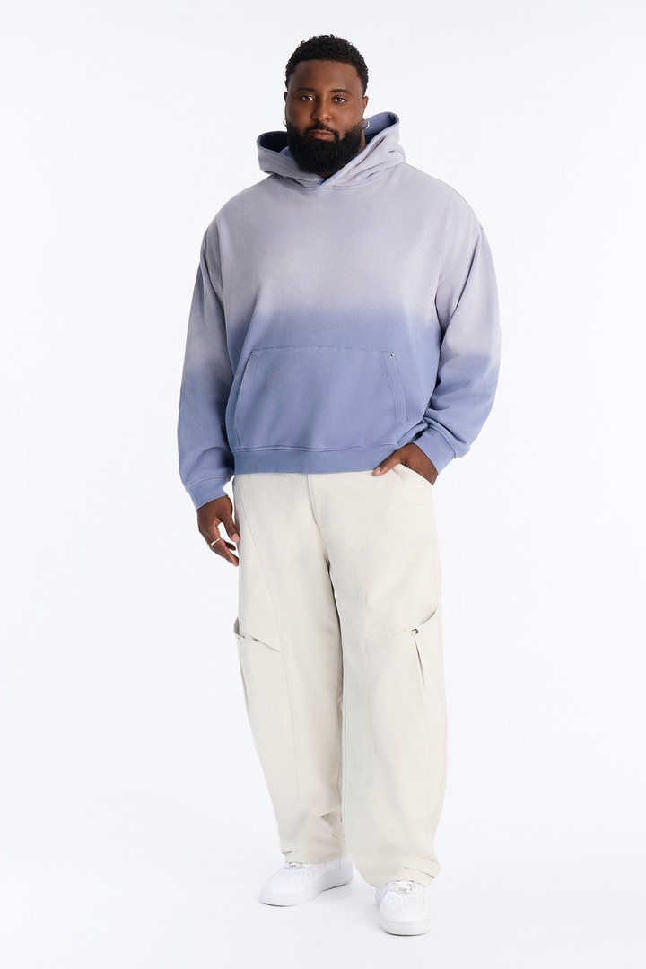 Kane Vintage Studded Oversized Hoodie - Washed Blue