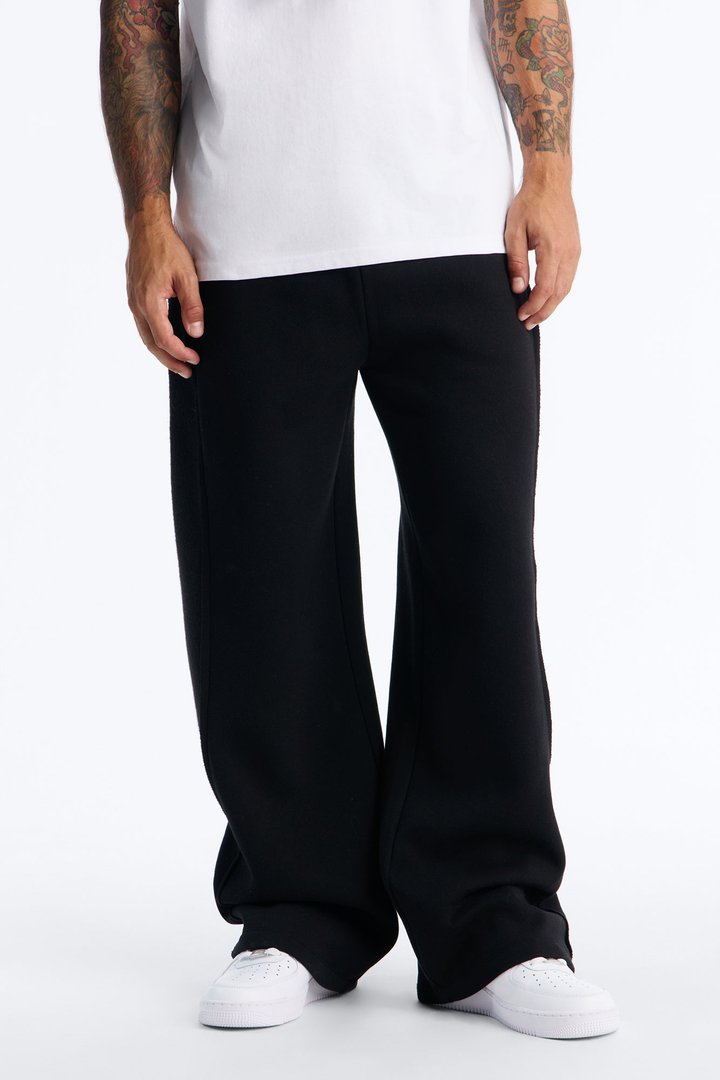 Reverse Panel Straight Leg Sweatpant - Black