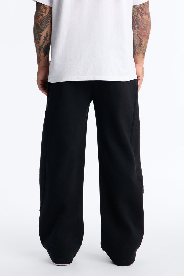 Reverse Panel Straight Leg Sweatpant - Black