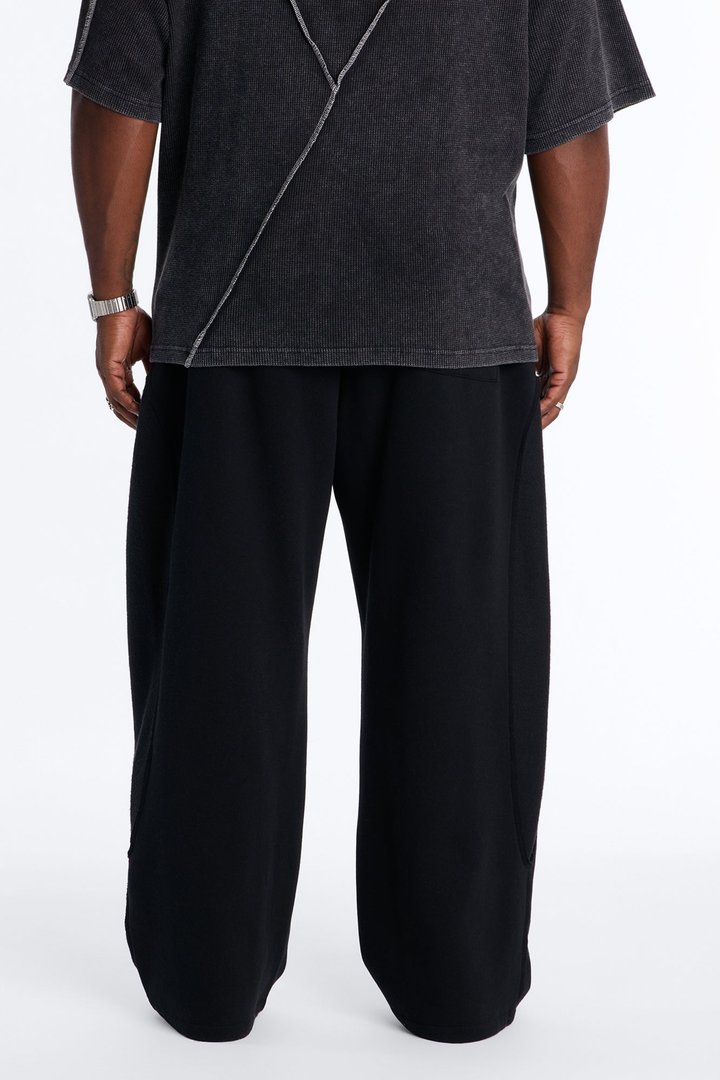 Reverse Panel Straight Leg Sweatpant - Black