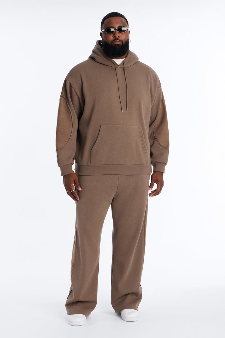 Reverse Panel Straight Leg Sweatpant - Brown