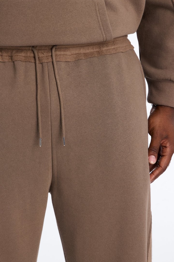 Reverse Panel Straight Leg Sweatpant - Brown