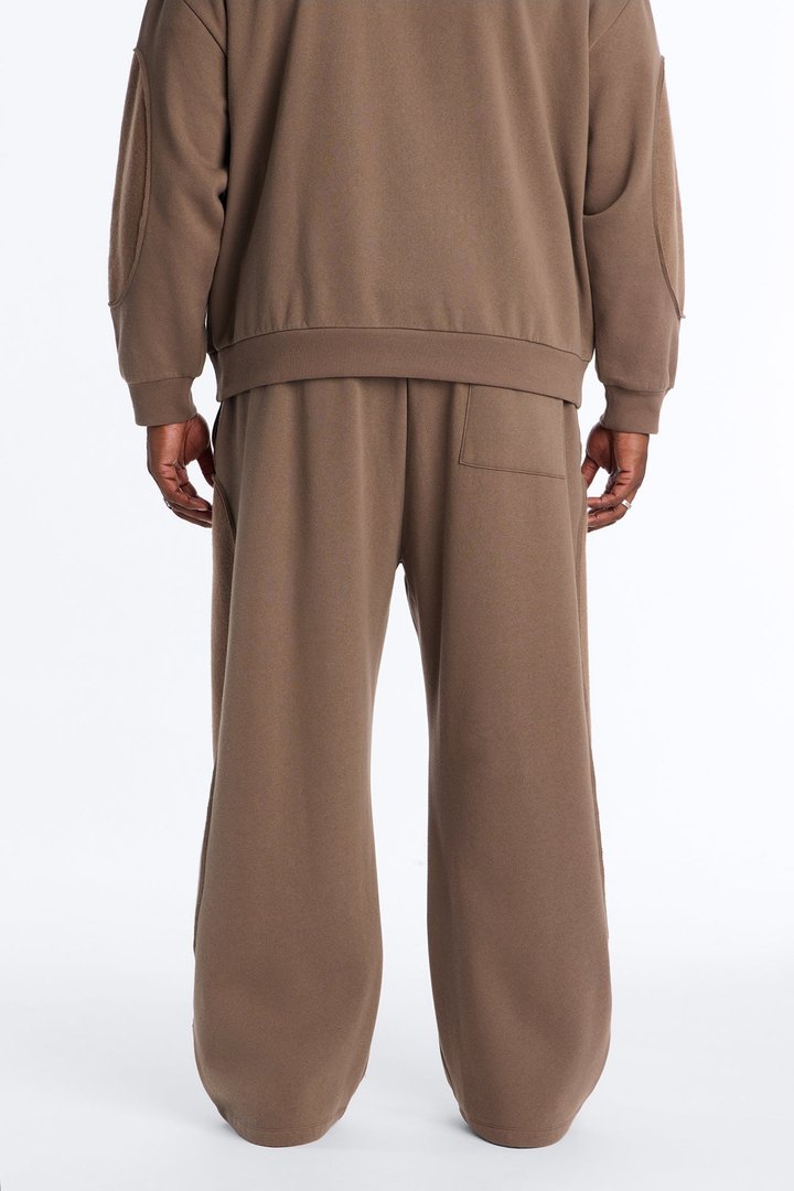 Reverse Panel Straight Leg Sweatpant - Brown