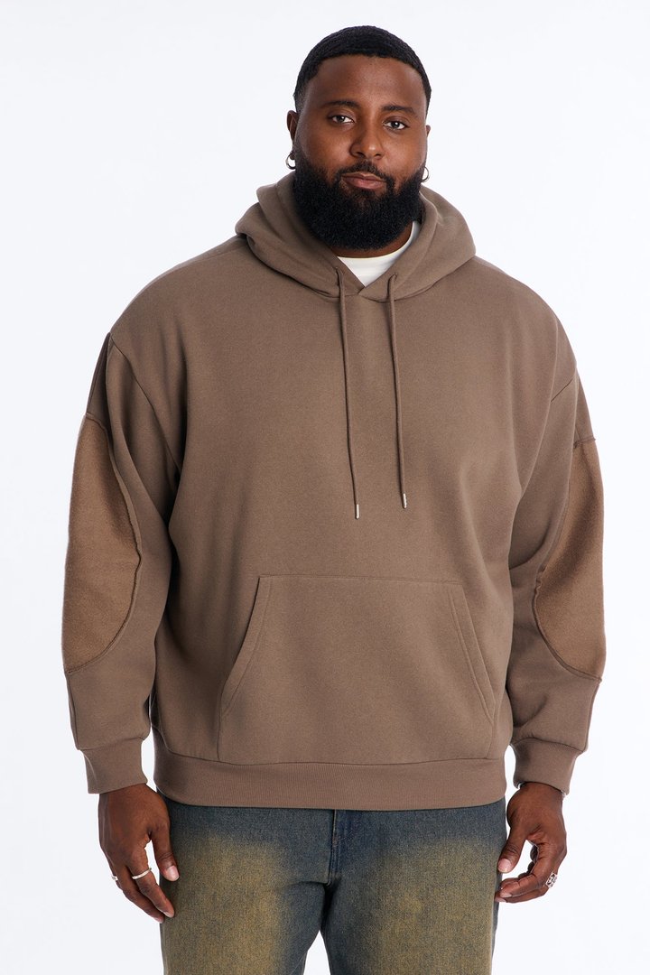 Reverse Panel Oversized Hoodie - Brown