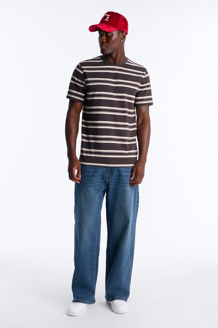 Casey Stripe Crewneck Tee - Brown/combo