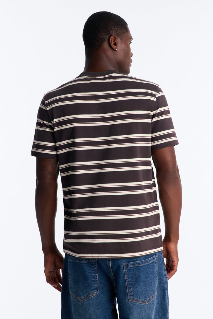 Casey Stripe Crewneck Tee - Brown/combo