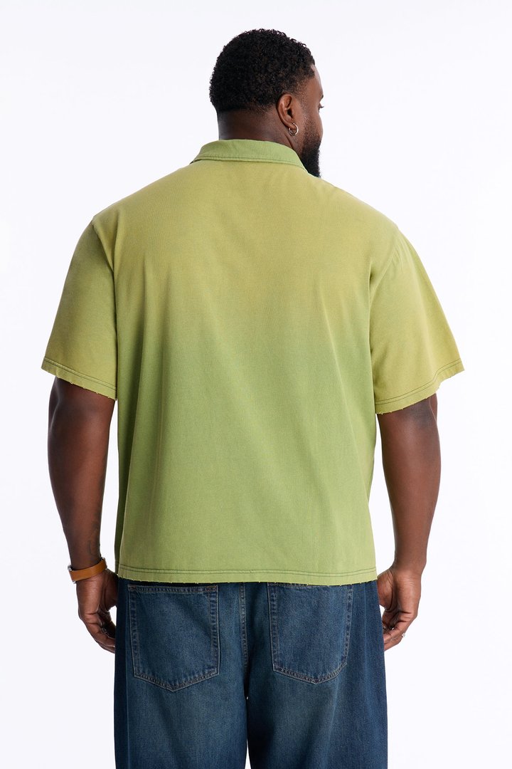 Inverse Pocket Wash Destructed Polo - Green