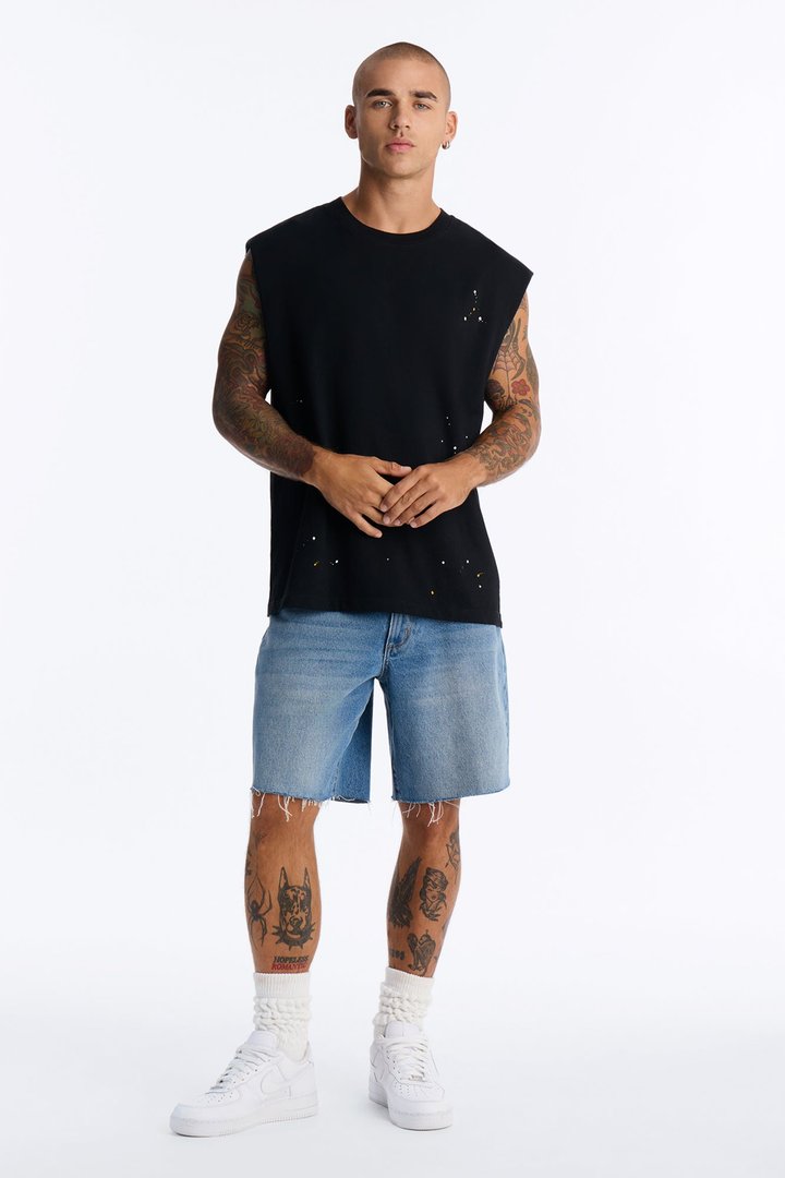 Paint Splatter Muscle Tee - Black/combo