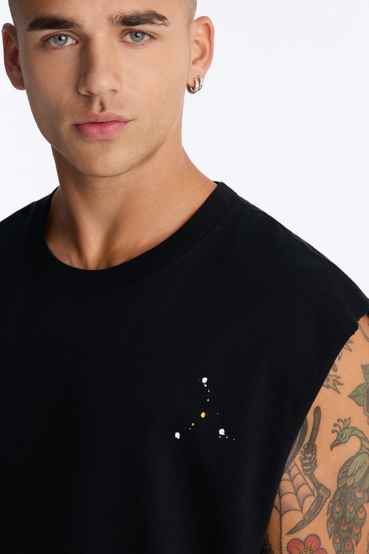 Paint Splatter Muscle Tee - Black/combo