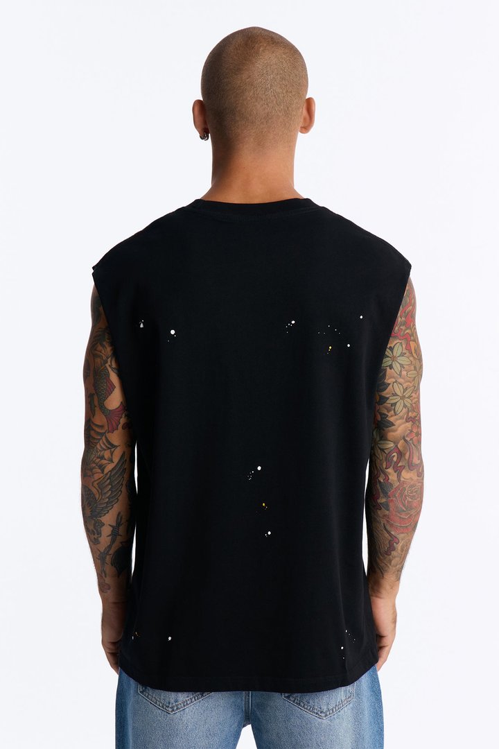Paint Splatter Muscle Tee - Black/combo