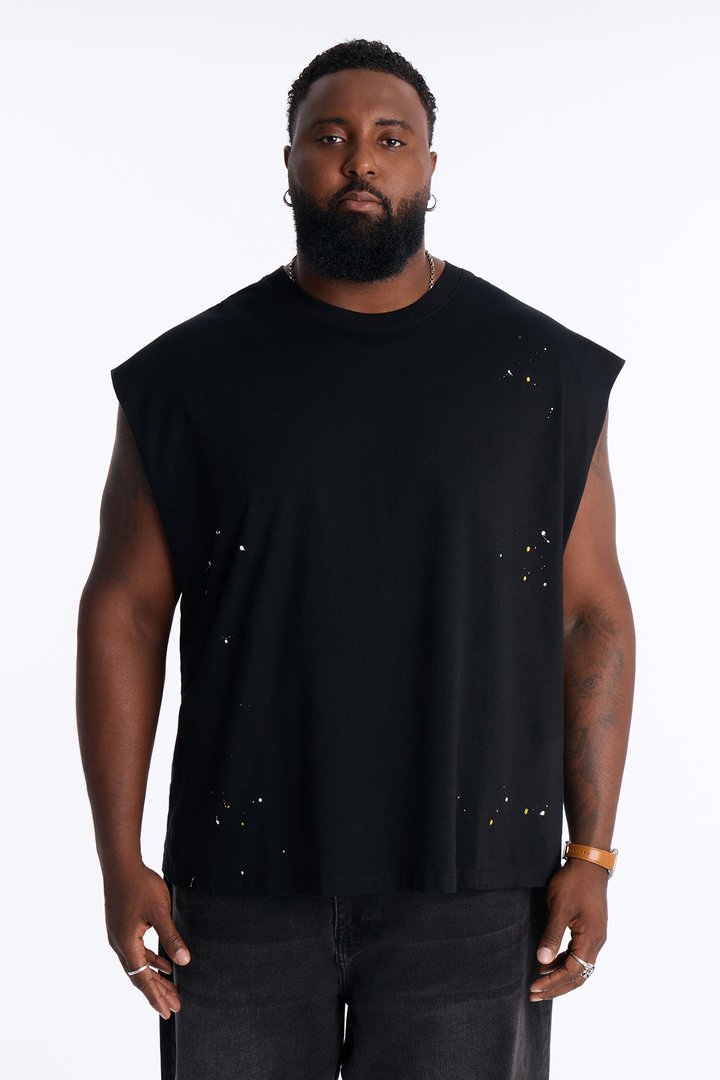 Paint Splatter Muscle Tee - Black/combo