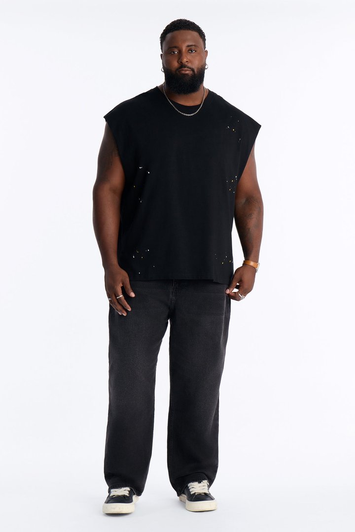 Paint Splatter Muscle Tee - Black/combo