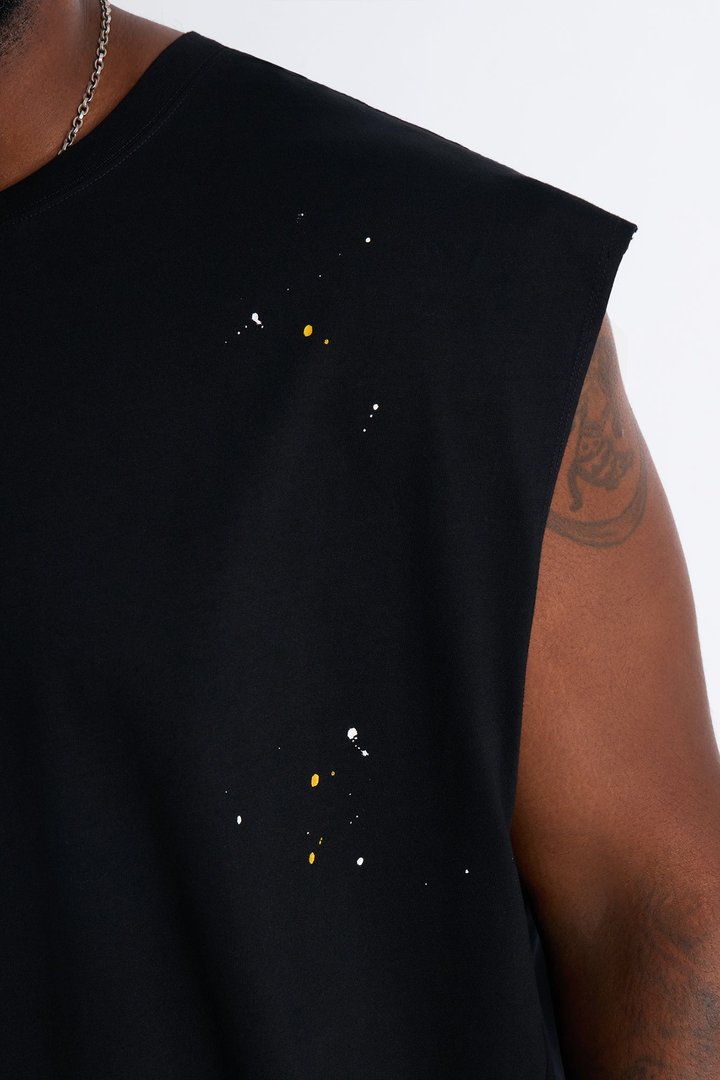 Paint Splatter Muscle Tee - Black/combo