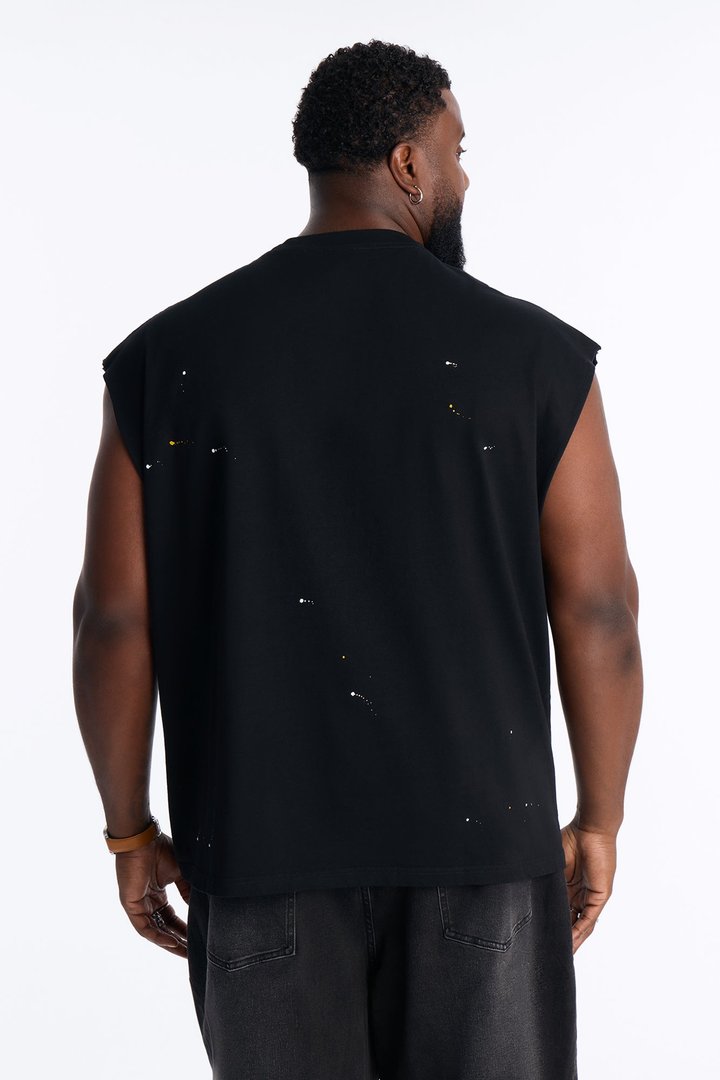 Paint Splatter Muscle Tee - Black/combo