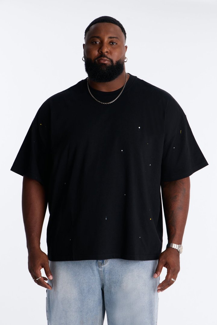 Paint Splatter Crewneck Tee - Black/combo