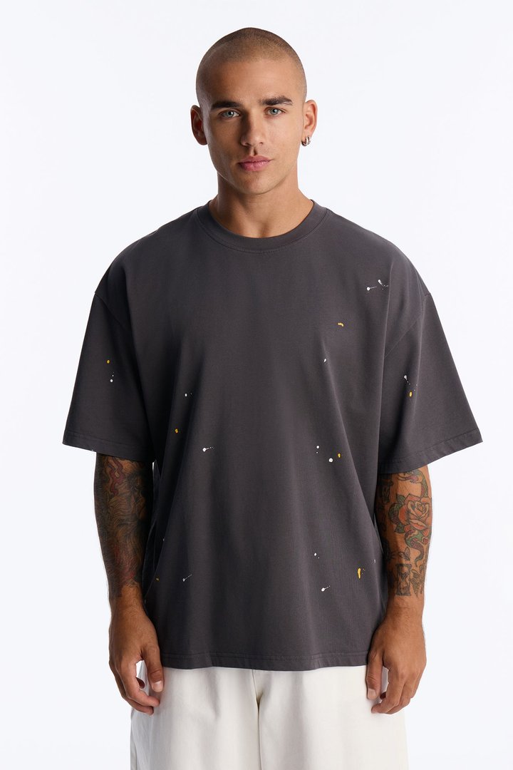 Paint Splatter Crewneck Tee - Grey/combo