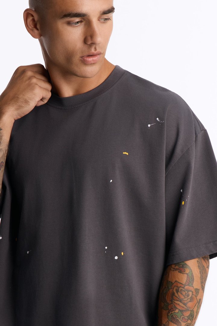Paint Splatter Crewneck Tee - Grey/combo