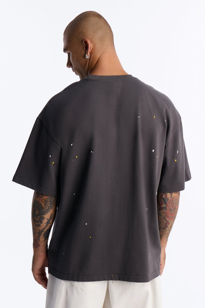 Paint Splatter Crewneck Tee - Grey/combo
