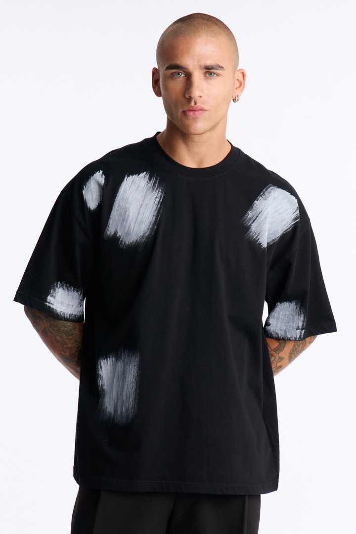 Paint Spray Crewneck Tee - Black/combo