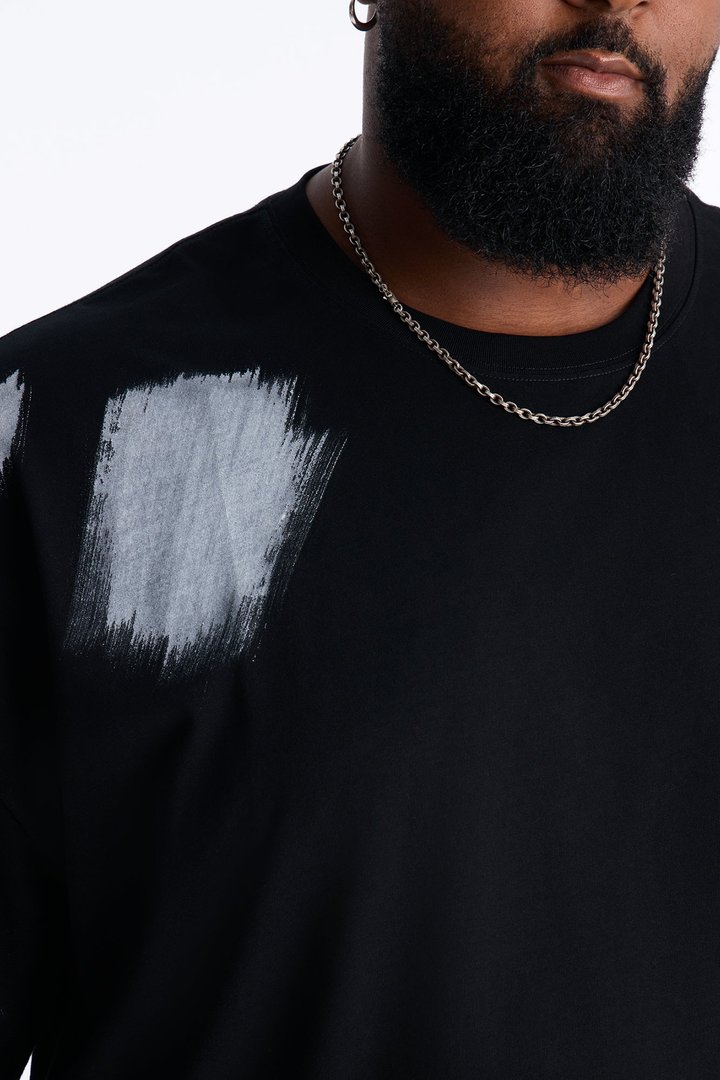Paint Spray Crewneck Tee - Black/combo