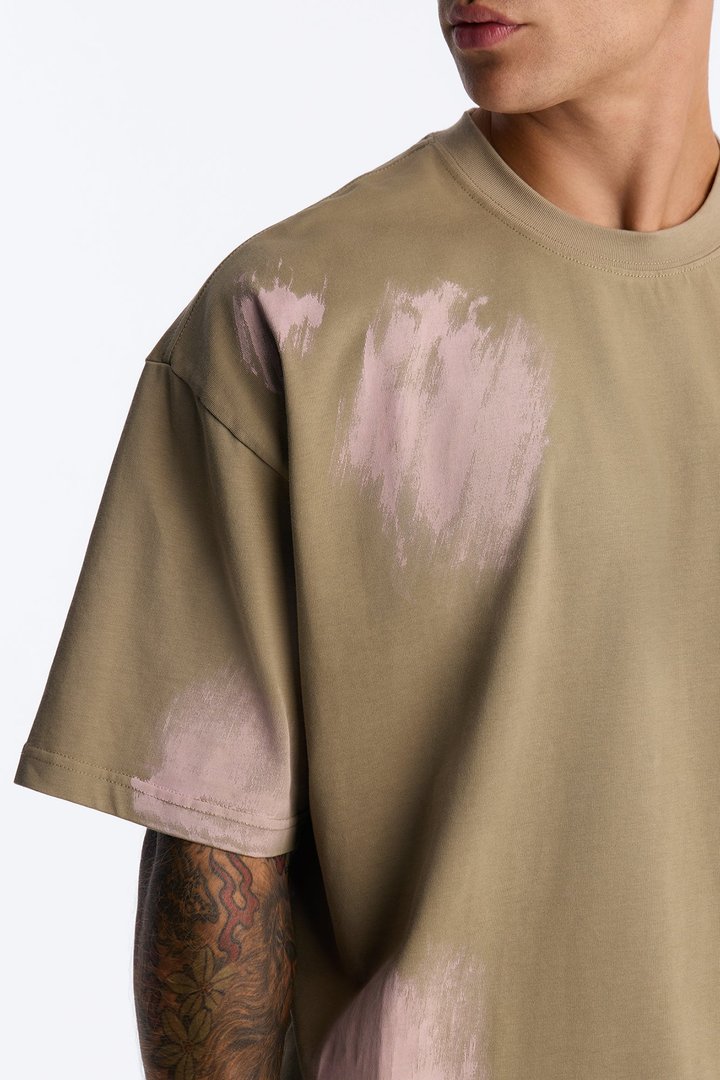 Paint Spray Crewneck Tee - Green/combo
