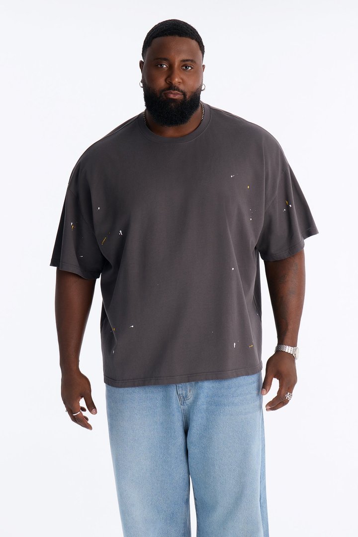 Paint Splatter Crewneck Tee - Grey/combo