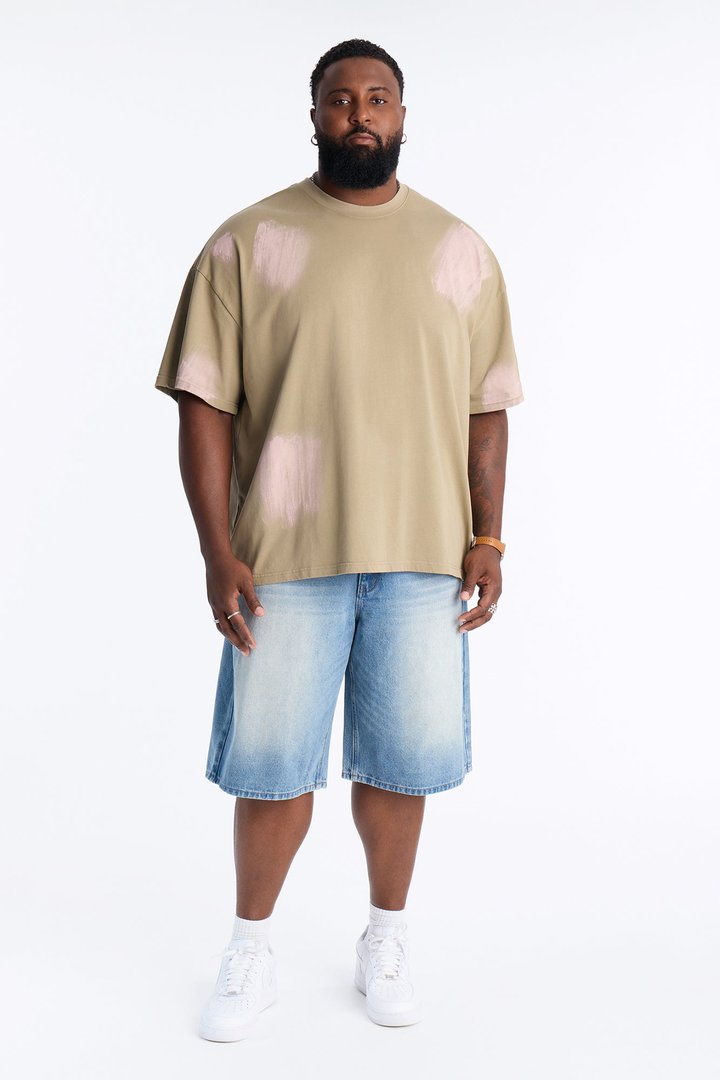 Paint Spray Crewneck Tee - Green/combo