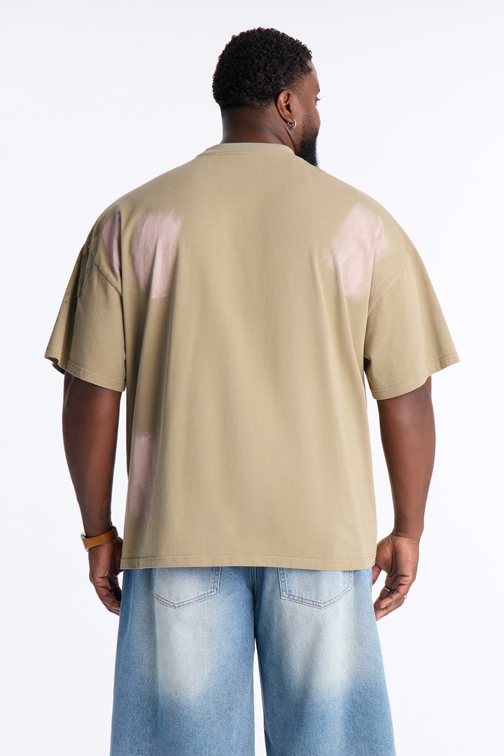 Paint Spray Crewneck Tee - Green/combo