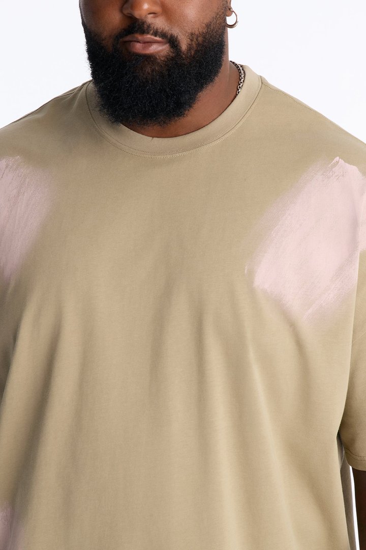 Paint Spray Crewneck Tee - Green/combo
