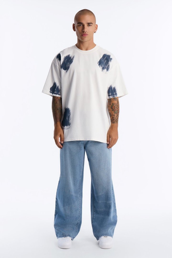 Paint Spray Crewneck Tee - White/combo