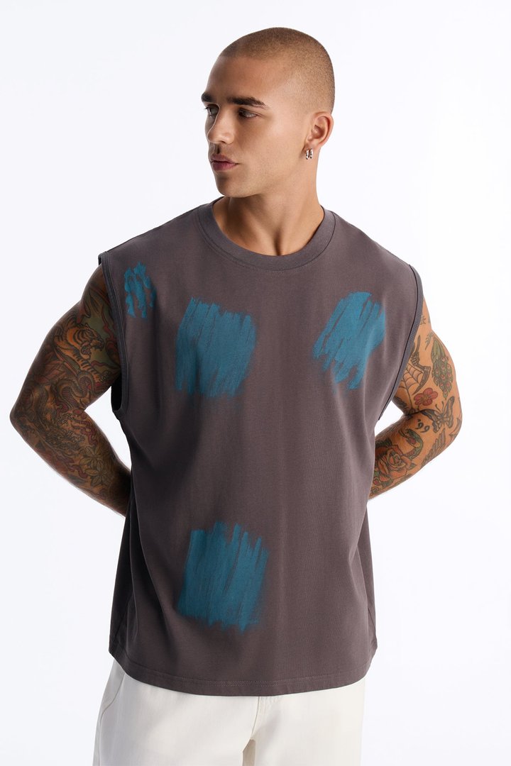 Paint Spray Muscle Tee - Grey/combo
