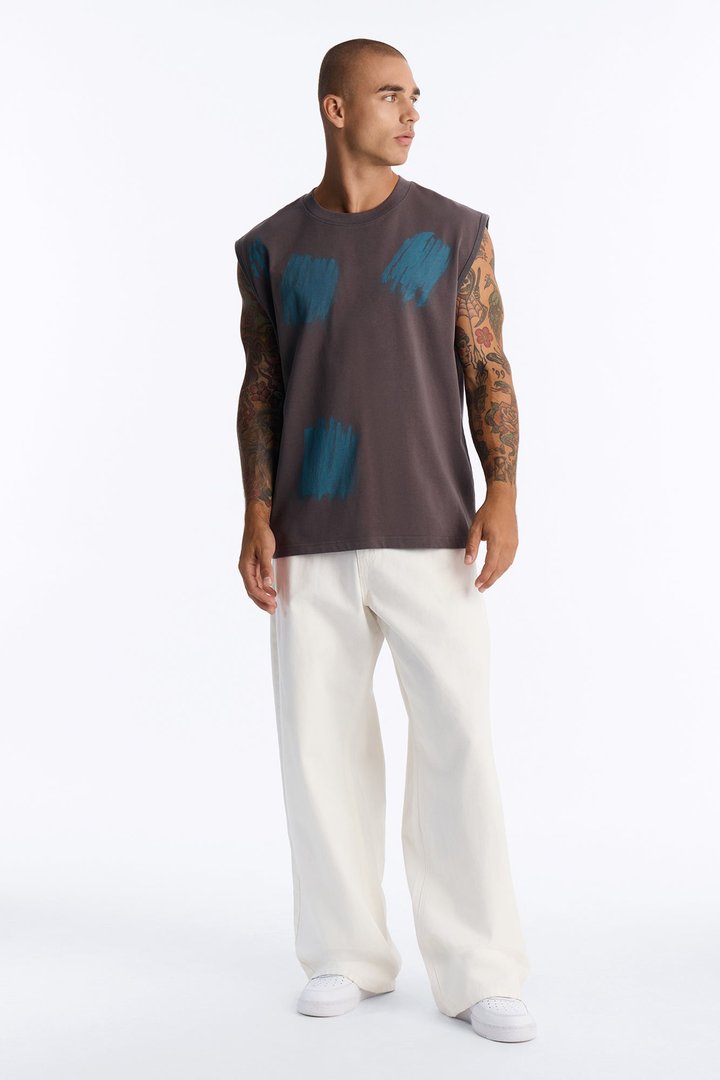 Paint Spray Muscle Tee - Grey/combo