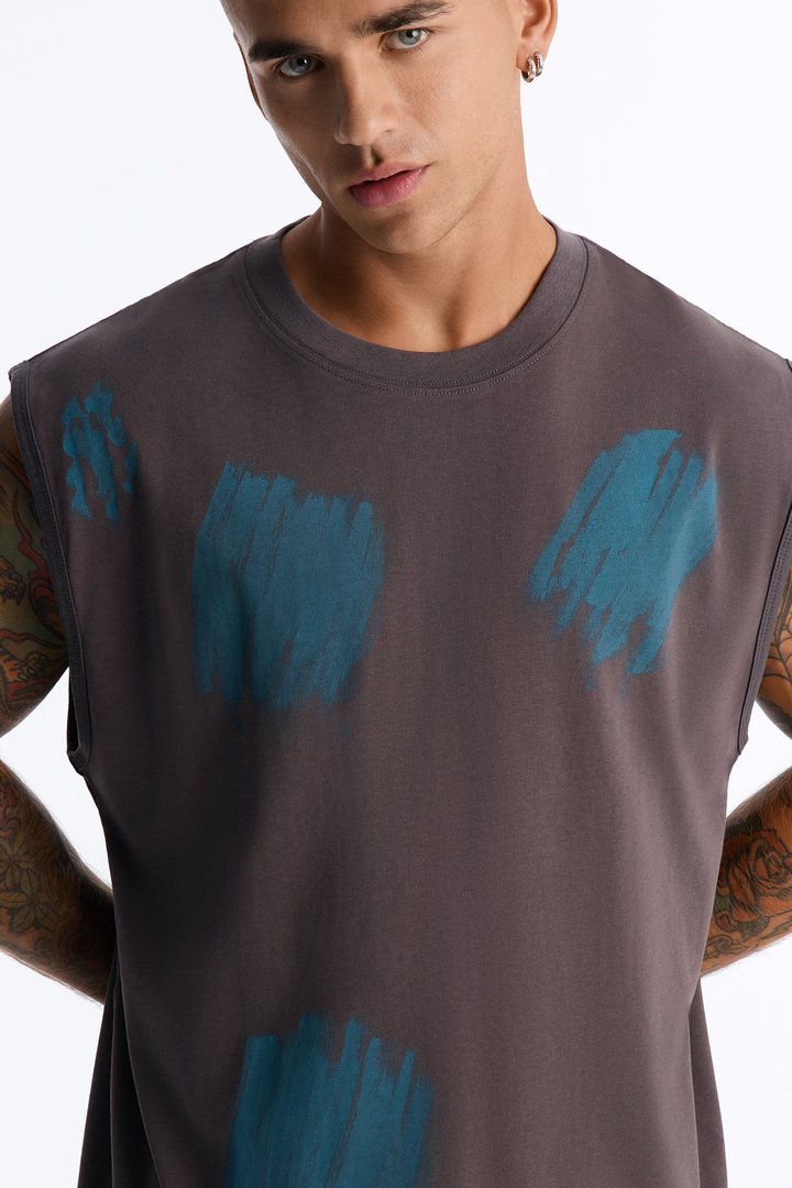 Paint Spray Muscle Tee - Grey/combo
