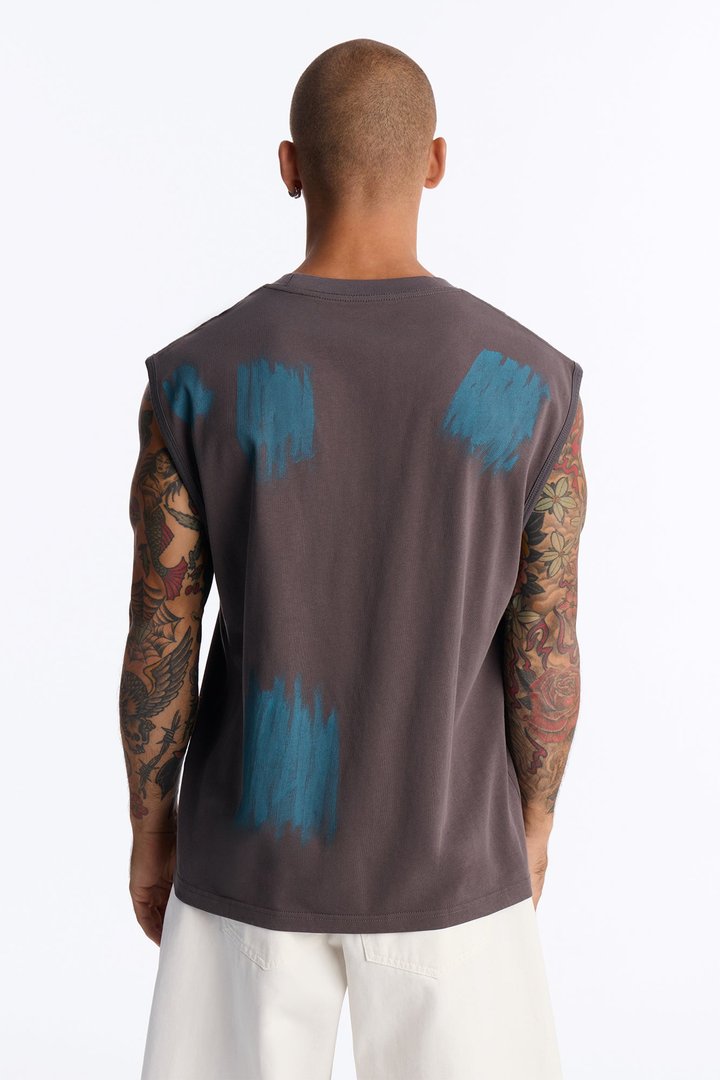 Paint Spray Muscle Tee - Grey/combo