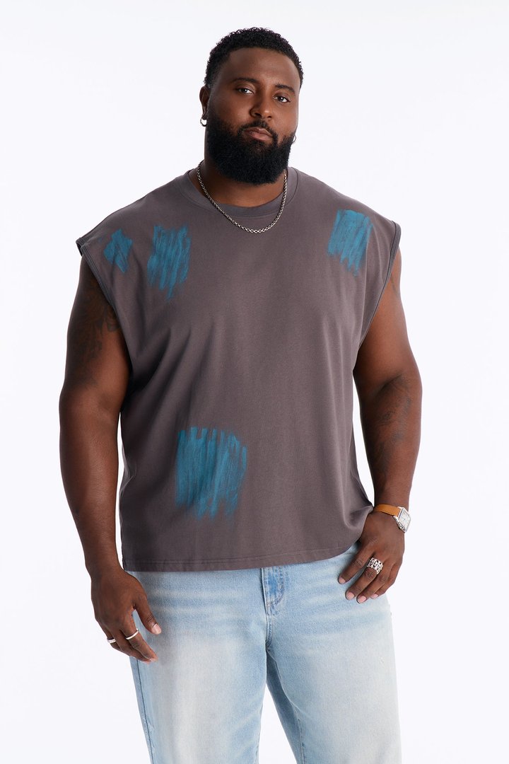 Paint Spray Muscle Tee - Grey/combo