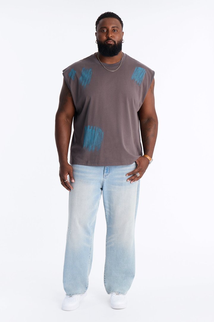 Paint Spray Muscle Tee - Grey/combo