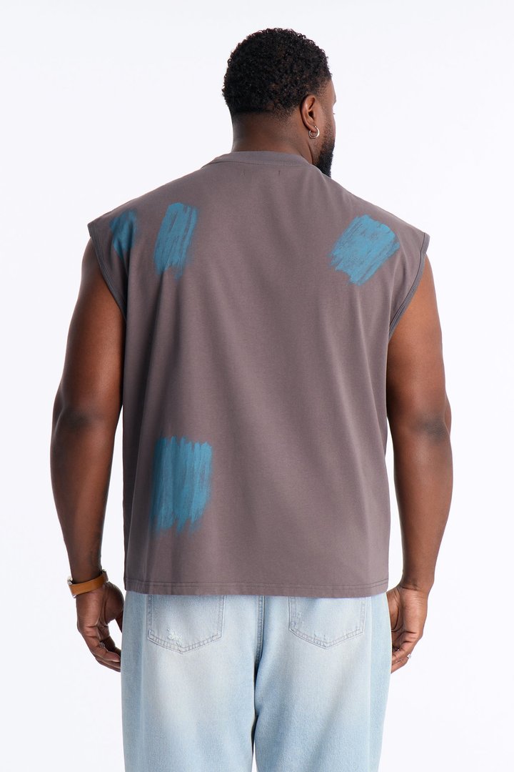 Paint Spray Muscle Tee - Grey/combo