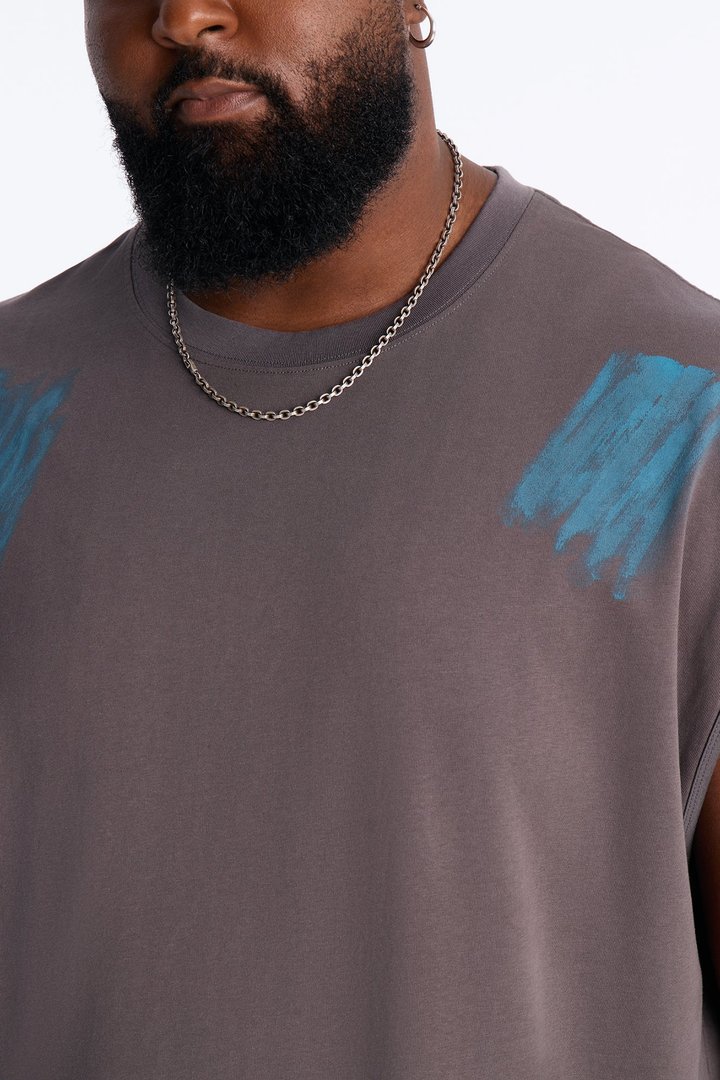 Paint Spray Muscle Tee - Grey/combo