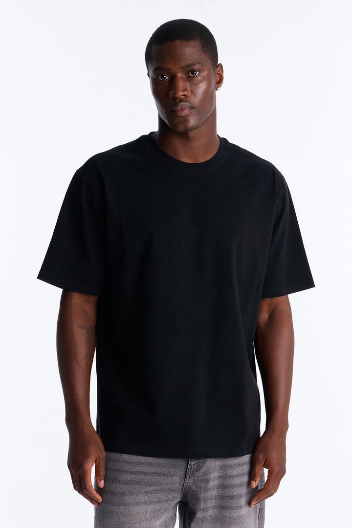 Destructed Crewneck Tee - Black