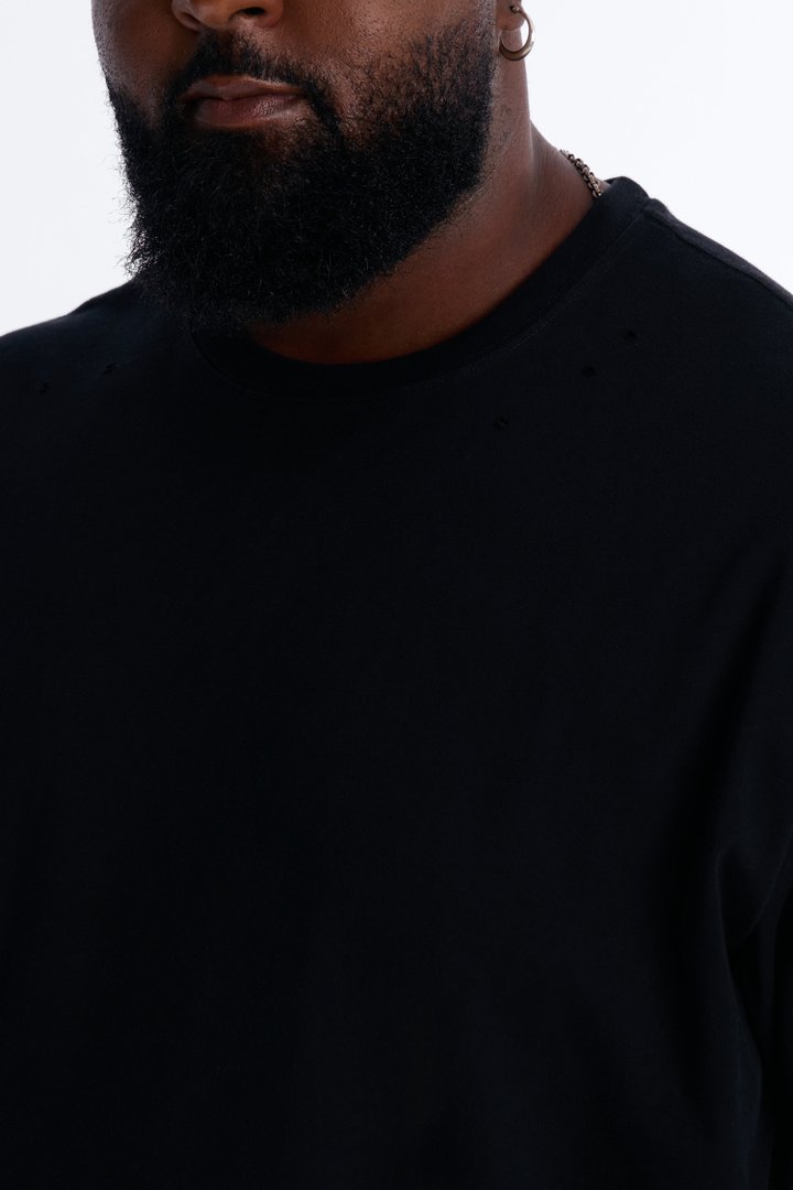Destructed Crewneck Tee - Black