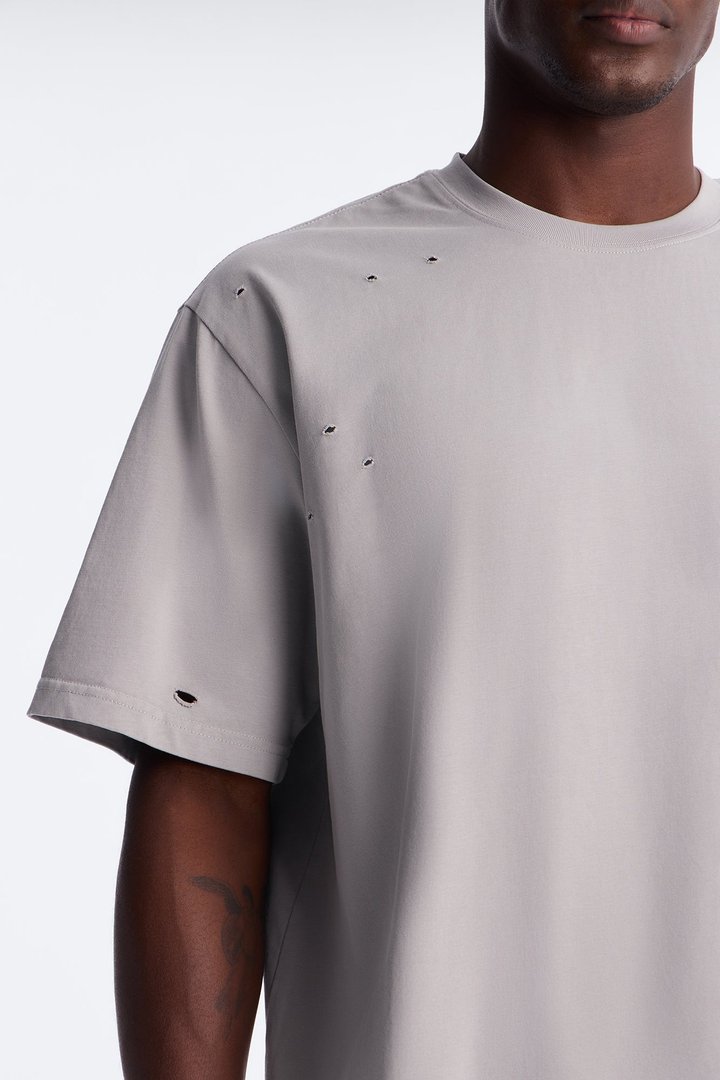 Destructed Crewneck Tee - Grey