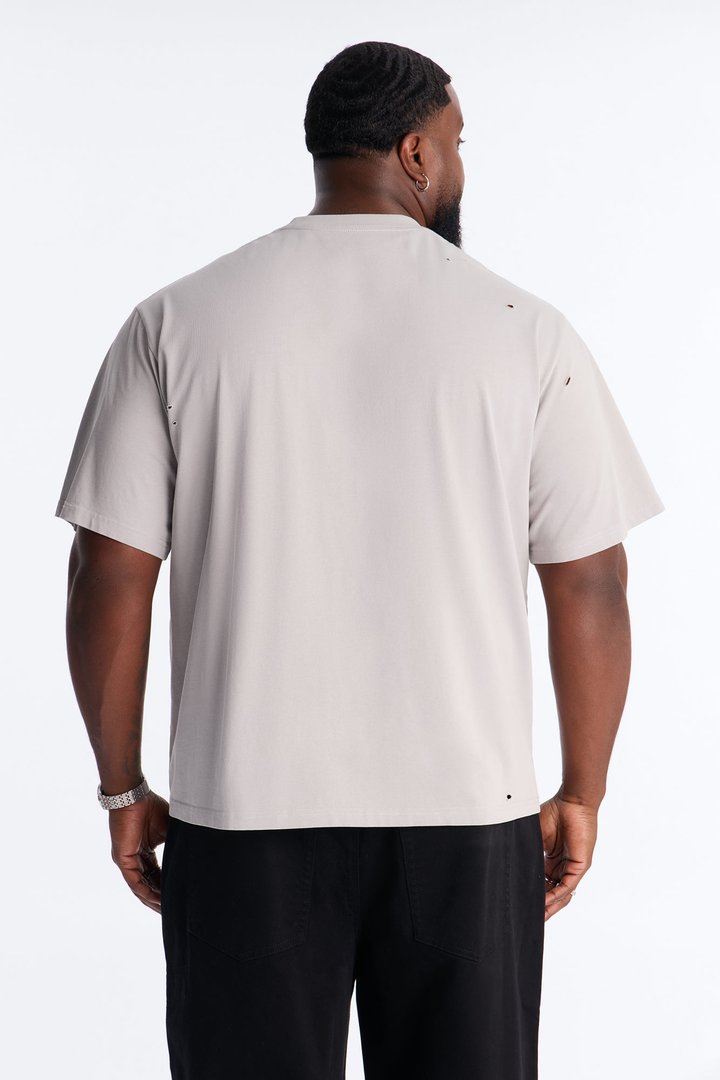 Destructed Crewneck Tee - Grey