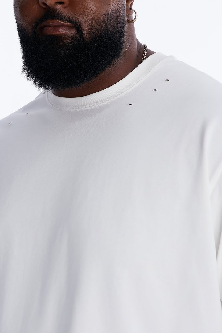 Destructed Crewneck Tee - White