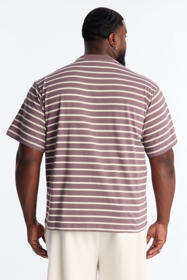 Levitt Stripe Relaxed Crewneck Tee - Purple/combo