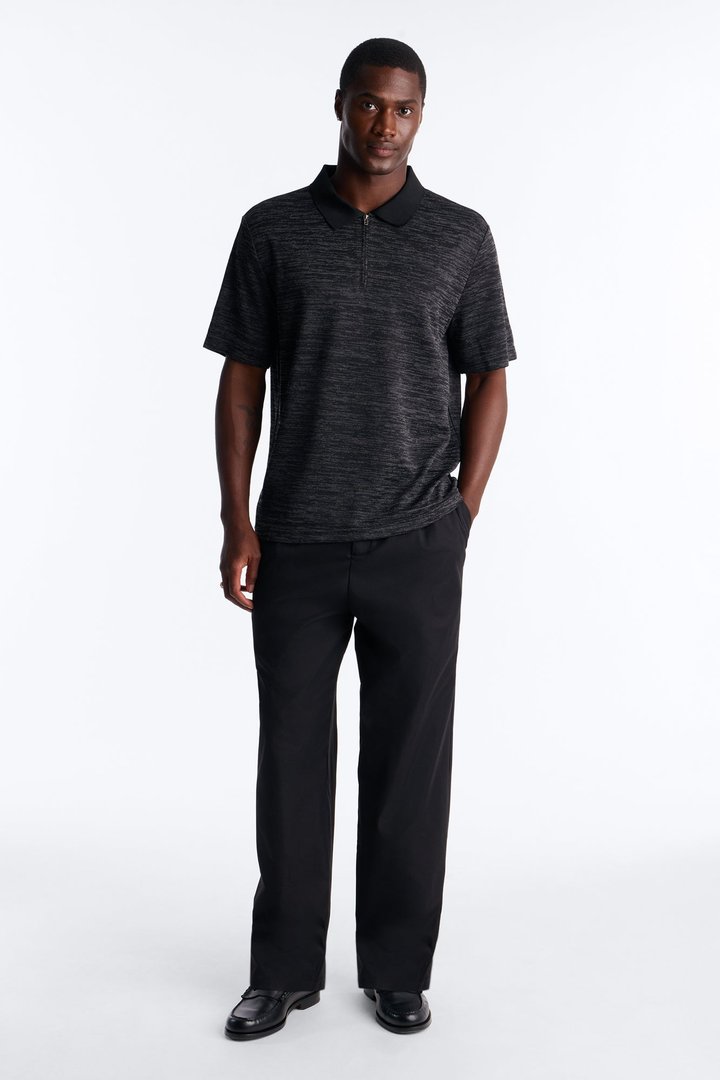 Modern Quarter Zip Polo - Black
