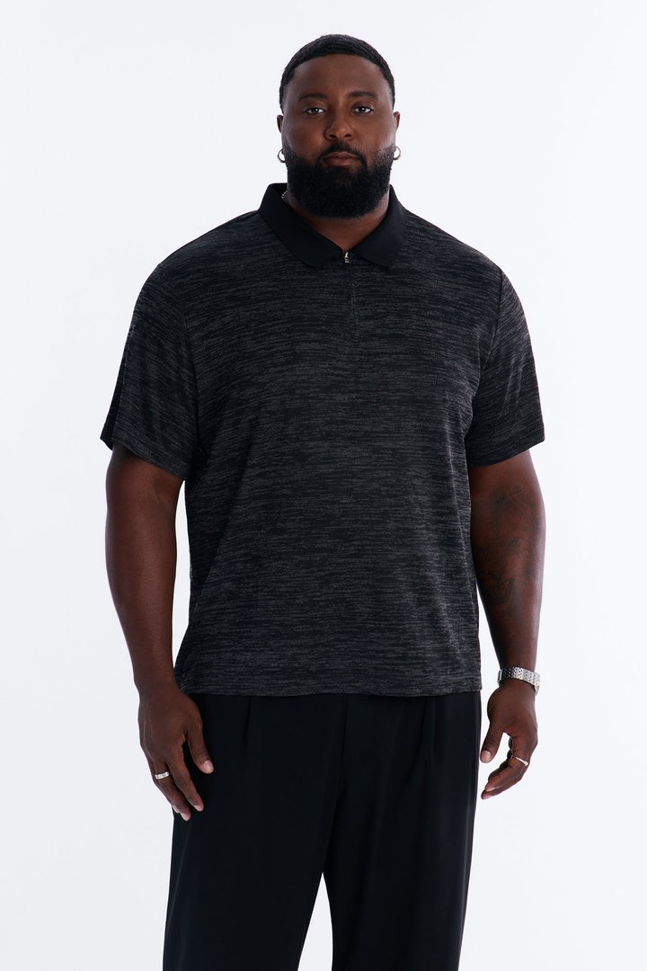 Modern Quarter Zip Polo - Black