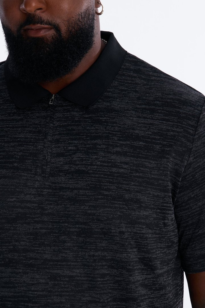 Modern Quarter Zip Polo - Black