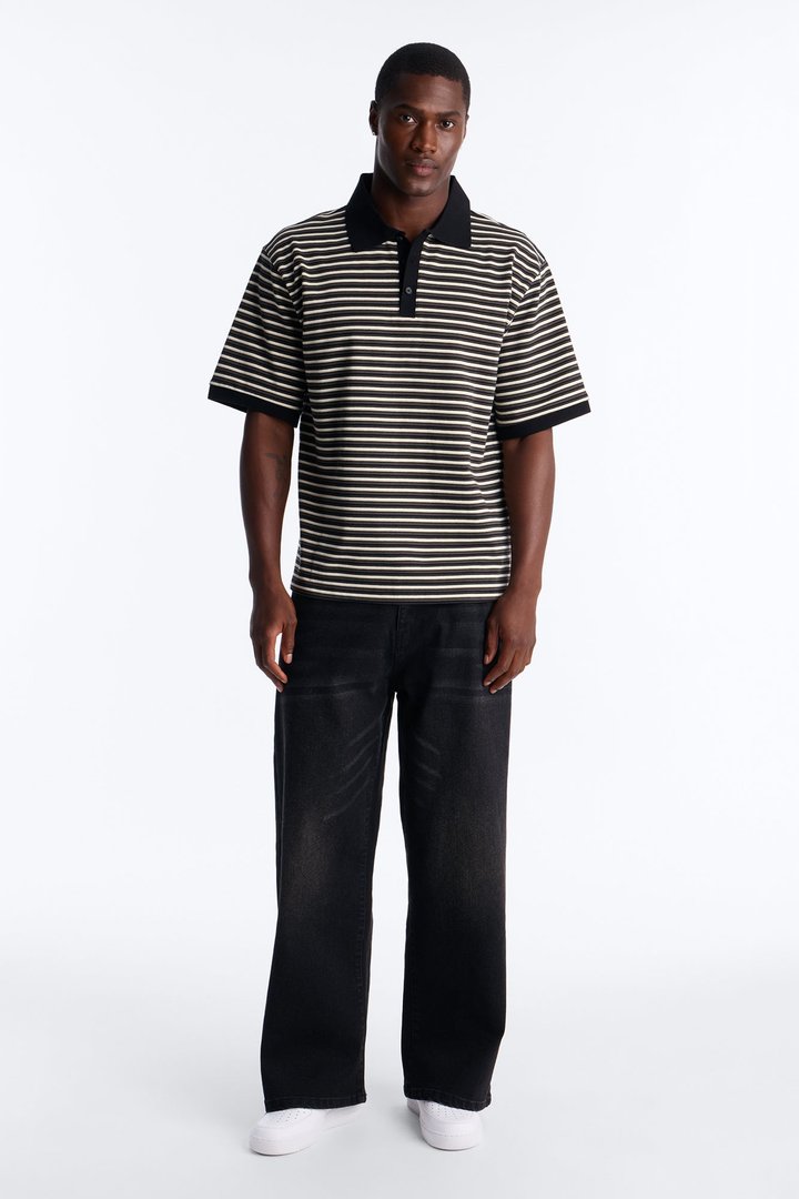 Tate Stripe Polo - Black/combo