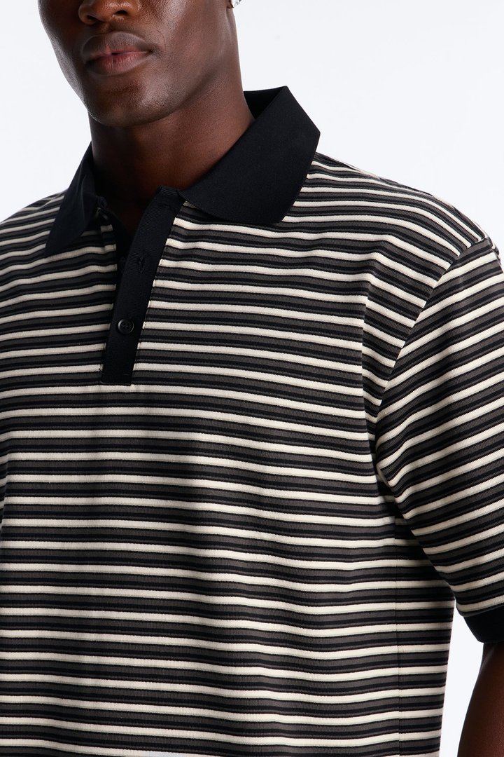Tate Stripe Polo - Black/combo